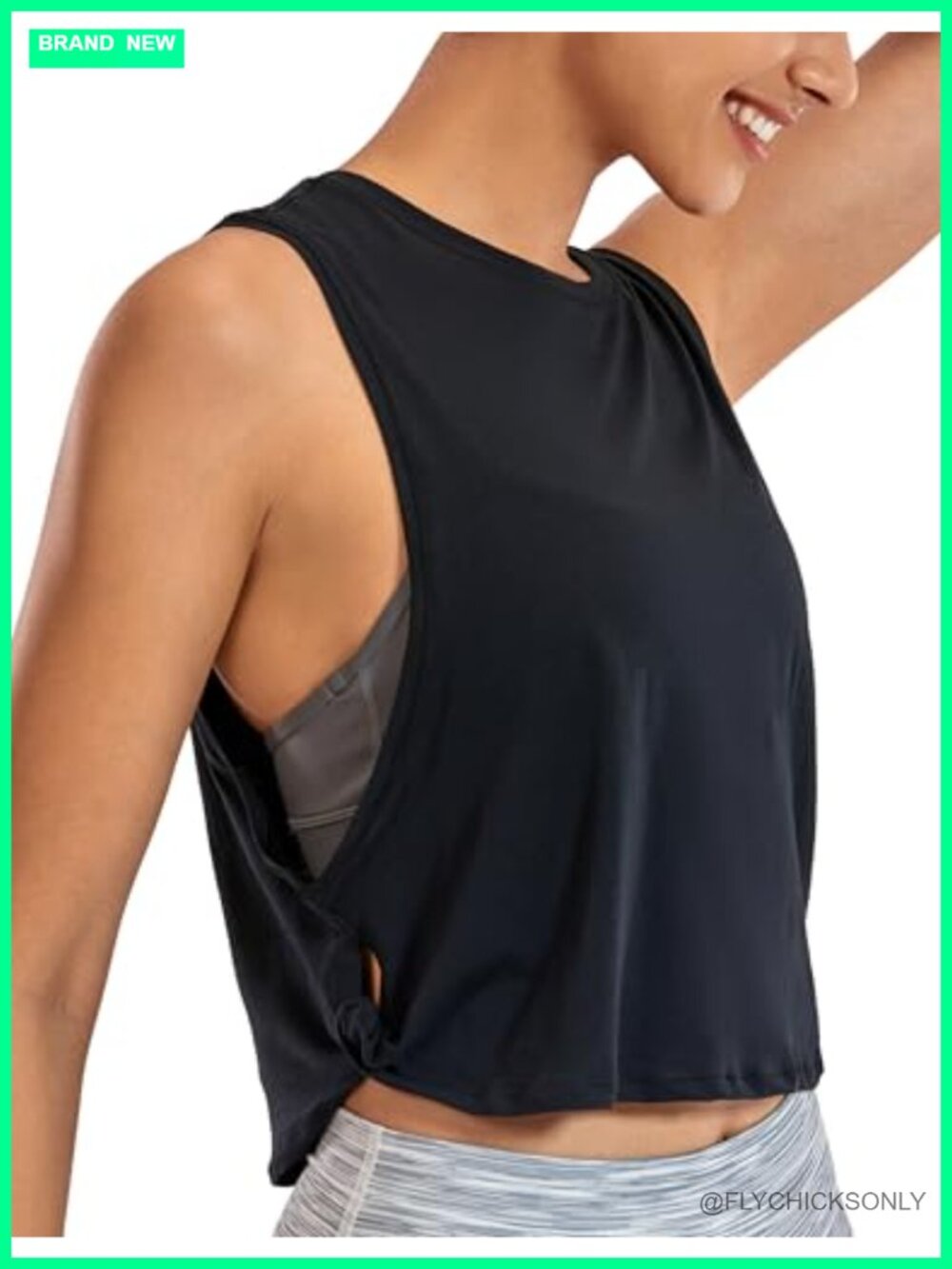 Pima Cotton Dropped Armhole Tank Cropped Loose Fit Workout Gym